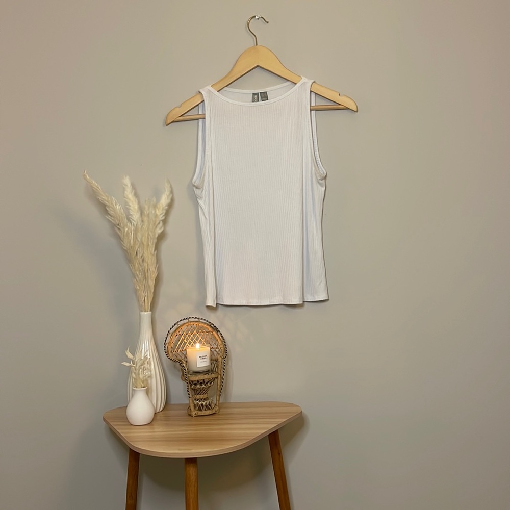 ASOS Ribbed Tank Top- White